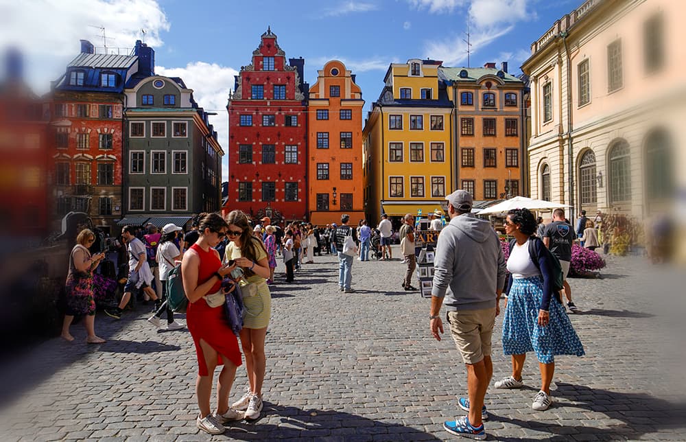 Aerial view of Gamla Stan, Stockholm old town at sunset — perfect for a first visit