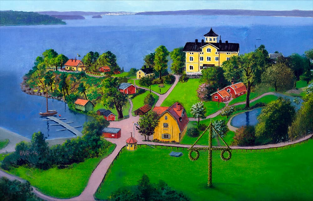 Café Uddvillan at Klubbensborg with lake views in summer